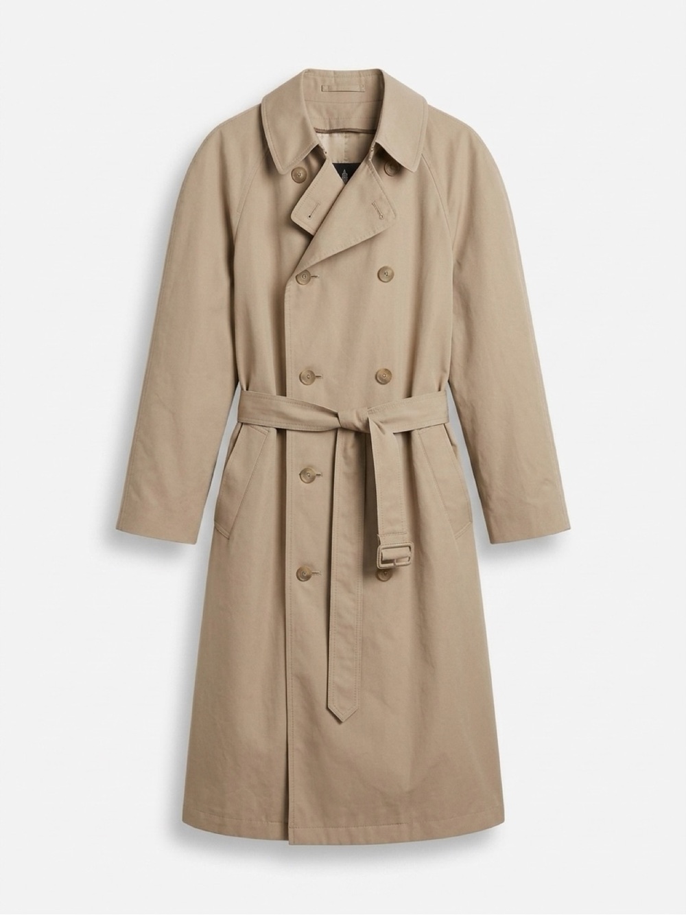 London Fog Classic Double-Breasted Khaki Trench Coat with Belt